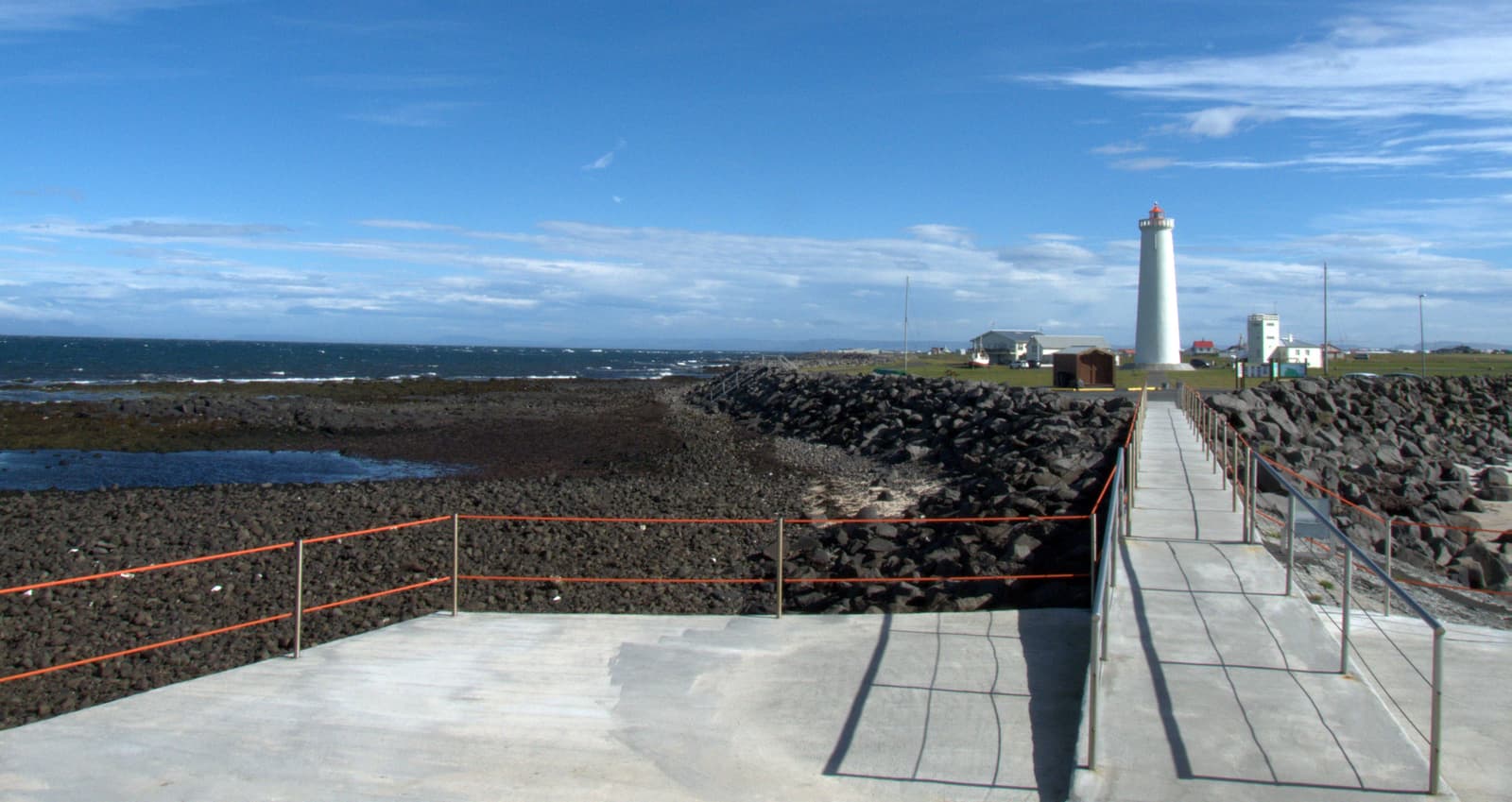 Low tide and open shoreline near Garðskagi on the Reykjanes Peninsula.