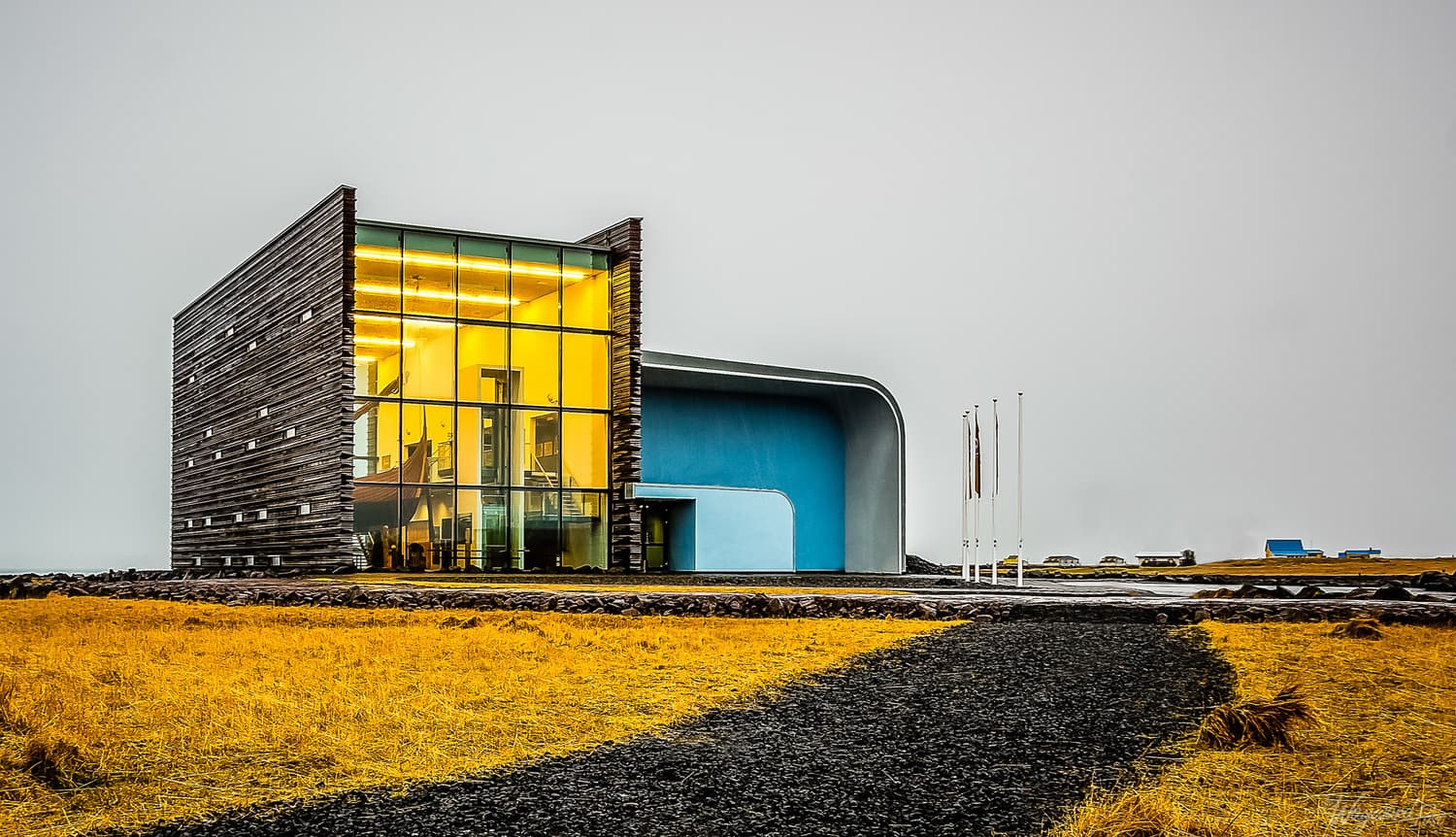 Viking World museum building near Stekkjarkot in Reykjanesbaer.