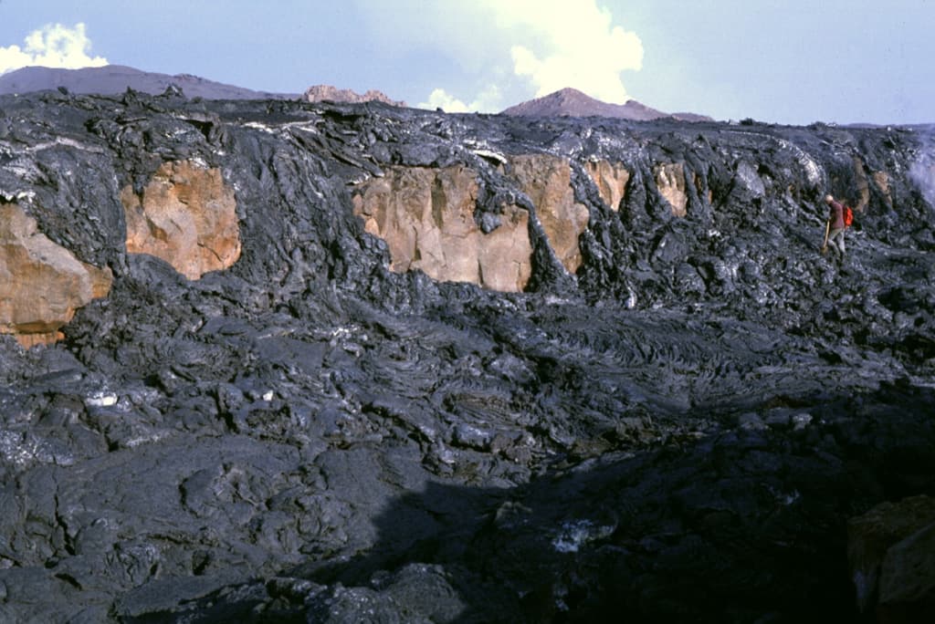 Dark young lava and fault walls at Gjástykki in the Krafla volcanic area of North Iceland.
