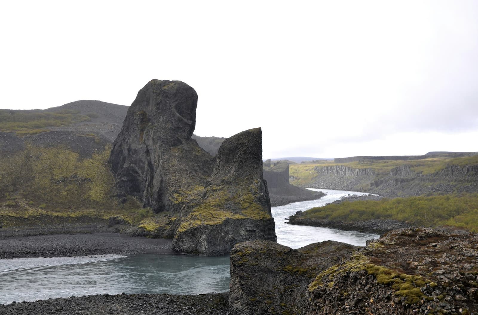 Hljóðaklettar basalt formations beside the Jökulsá á Fjöllum river in North Iceland.