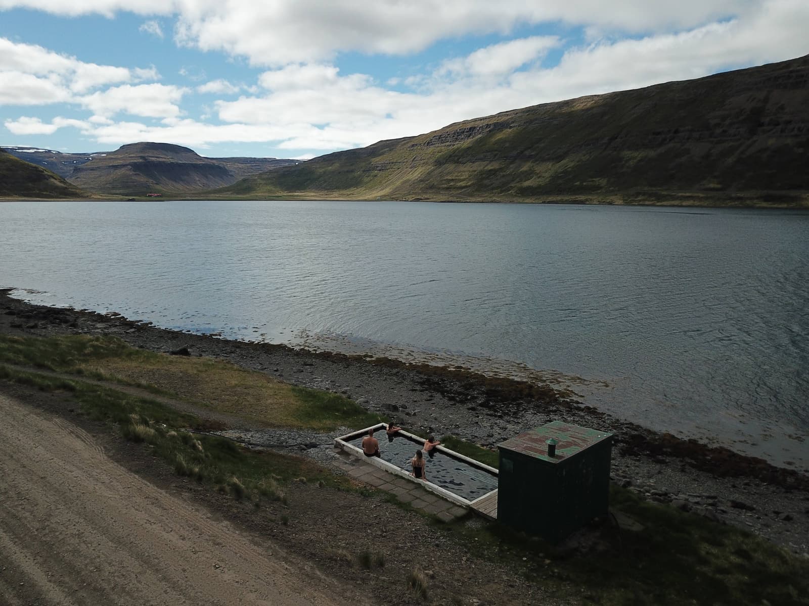 Hörgshlíðarlaug hot pool beside Mjóifjörður in the Westfjords.