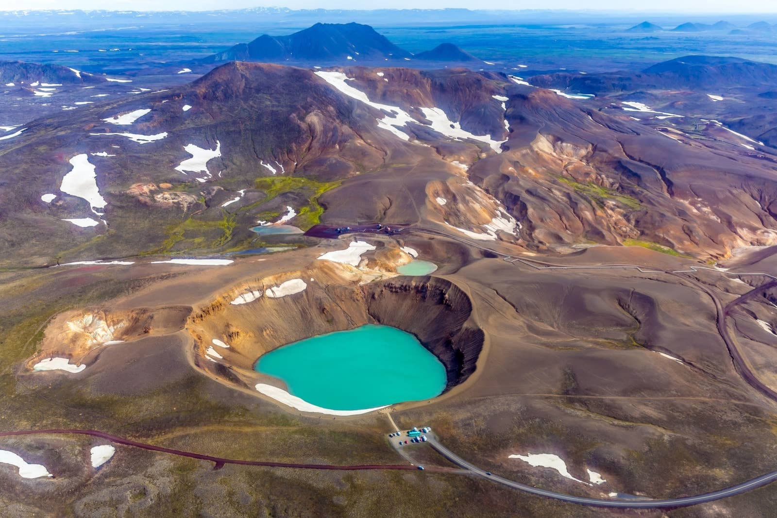 Víti crater lake inside the Krafla volcanic area north of Lake Mývatn.