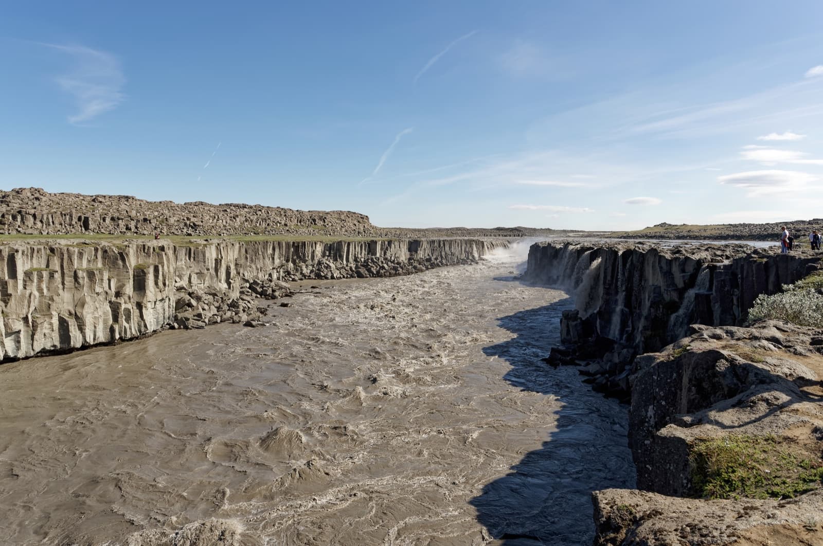 Selfoss Waterfall spreading through Jökulsárgljúfur canyon in North Iceland.