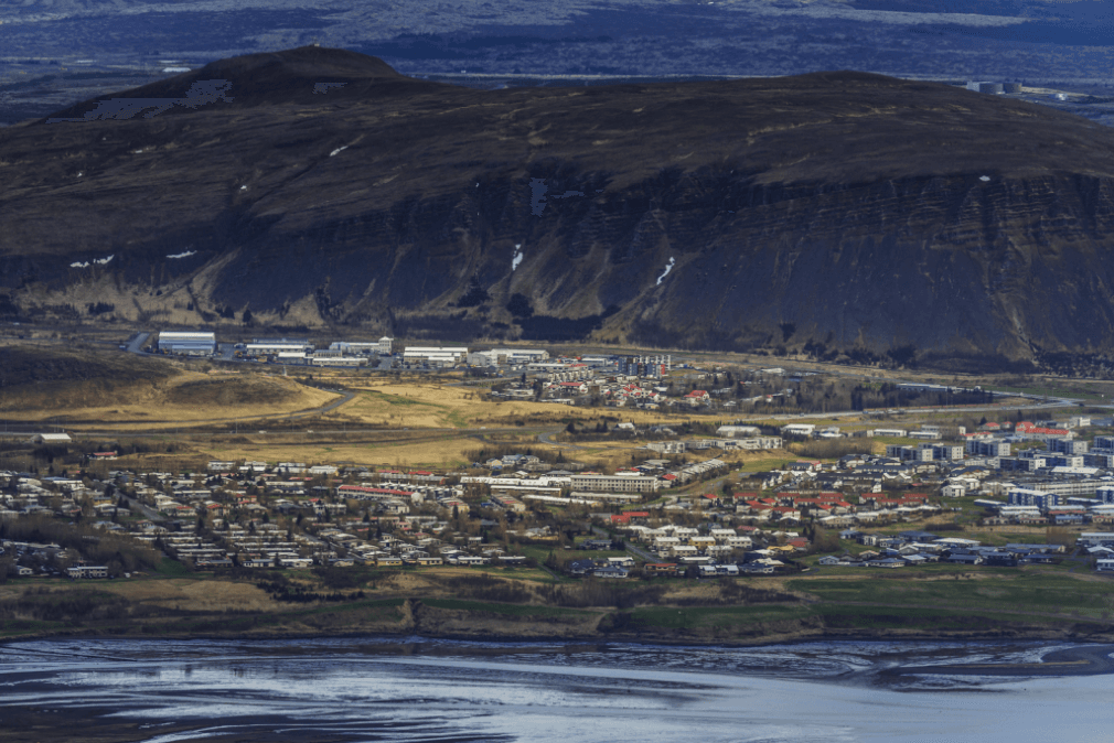 Úlfarsfell rising above Mosfellsbær on the edge of Reykjavík.