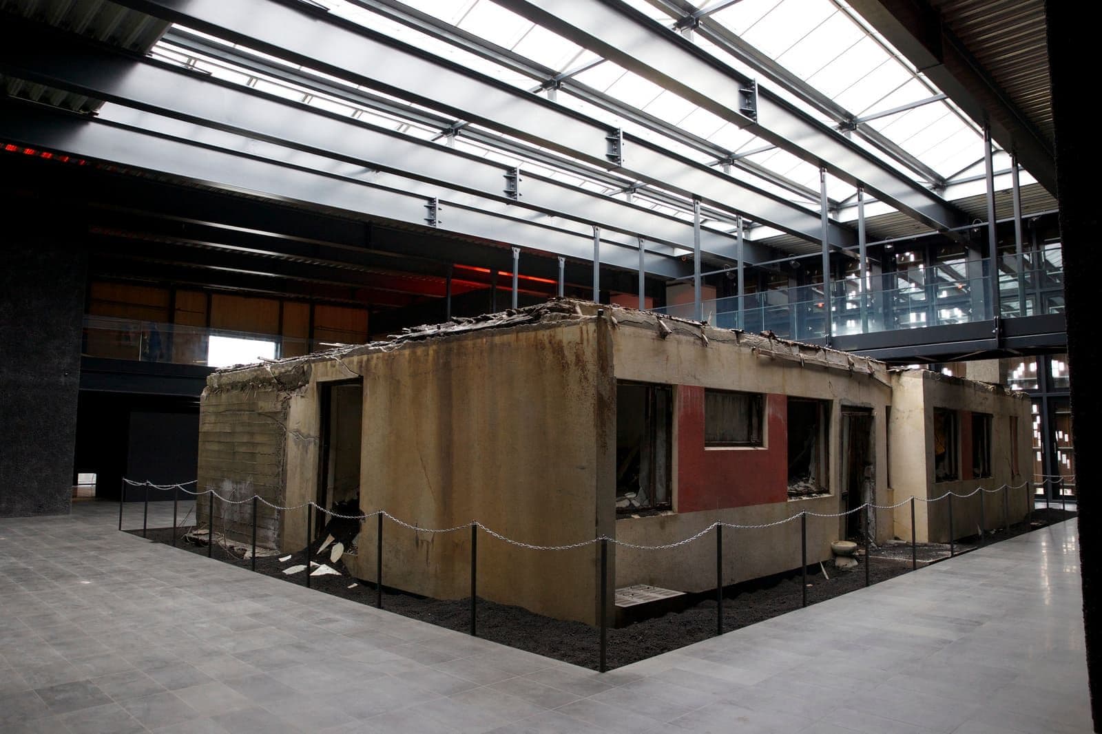 The preserved ash-buried house inside Eldheimar Museum on Heimaey in the Westman Islands.