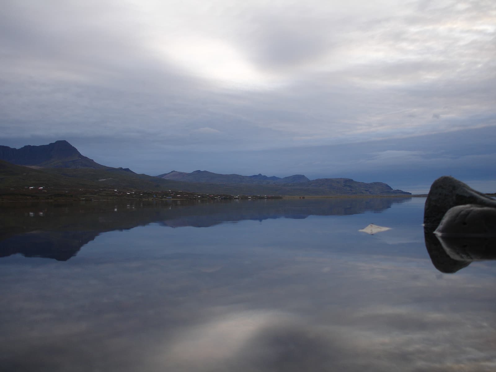 Skessuhorn reflected in Skorradalsvatn below the Skarðsheiði mountain range in West Iceland.