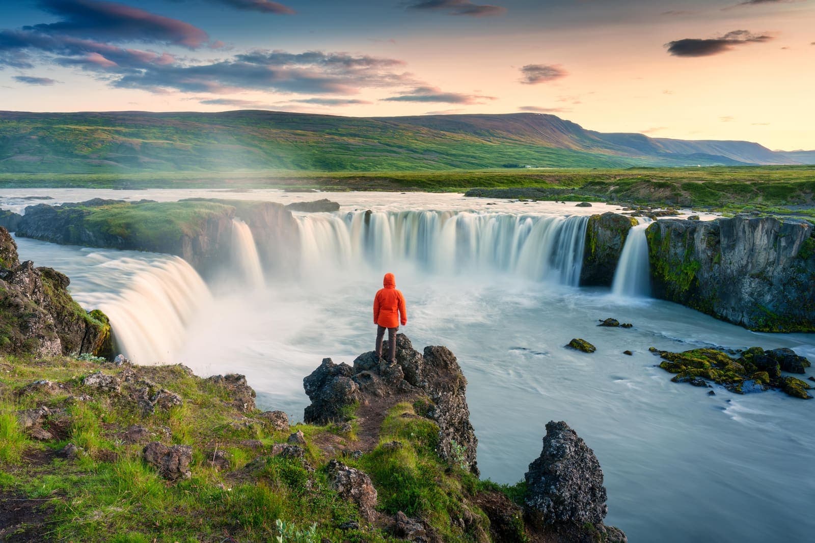 Goðafoss spreading across the Skjálfandafljót river in North Iceland.