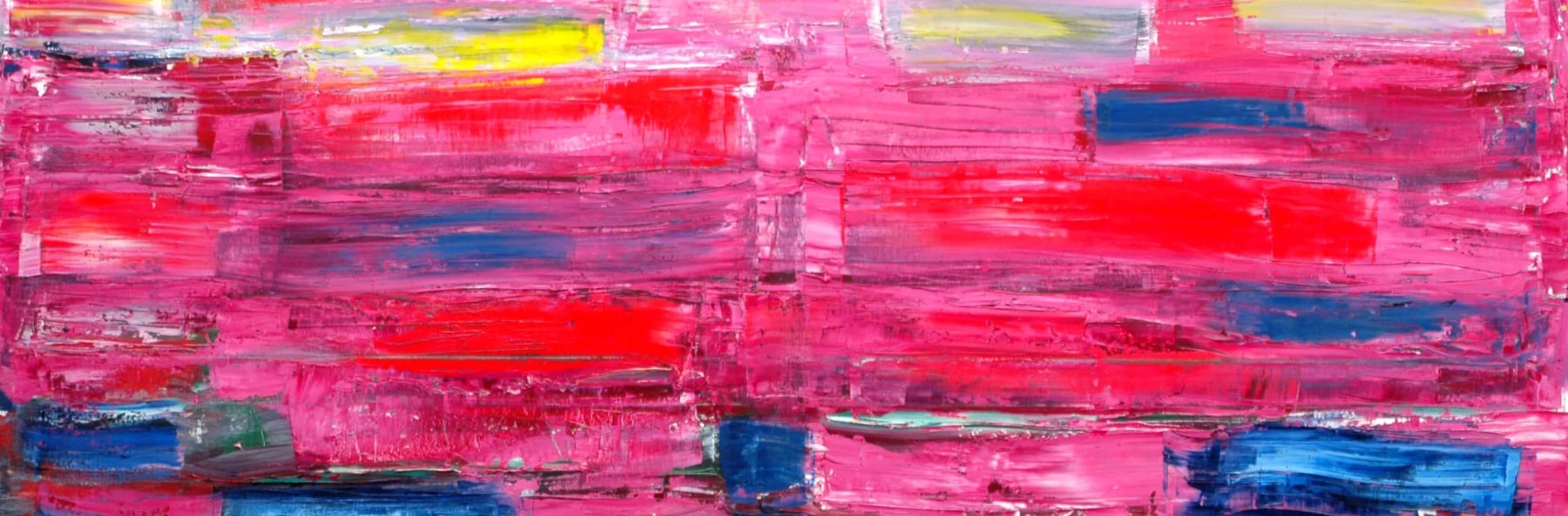 A vivid red and pink artwork from Hafnarborg exhibition imagery.
