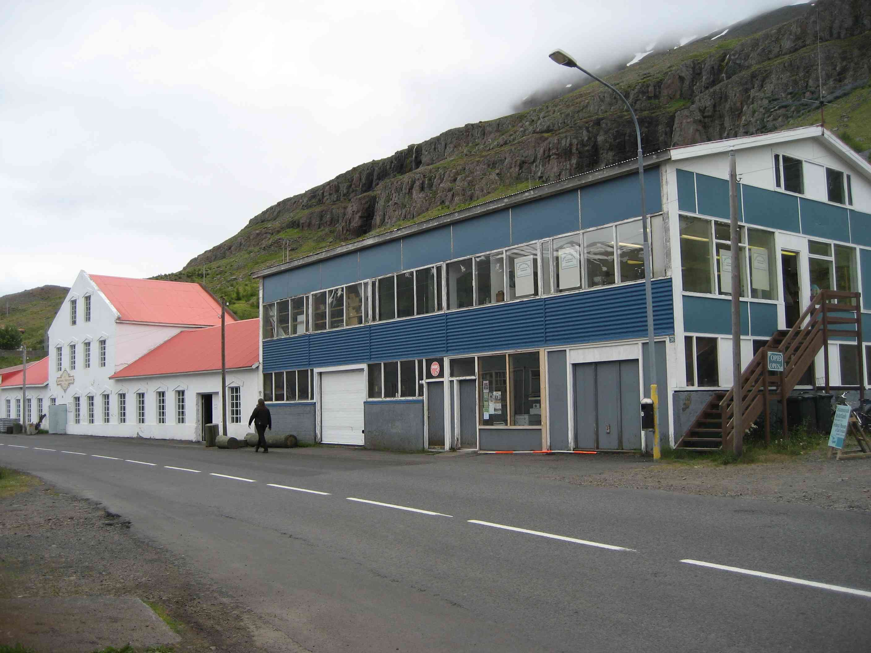 Another pre-2020 view of the museum buildings in Seyðisfjörður before the landslide changed the site.