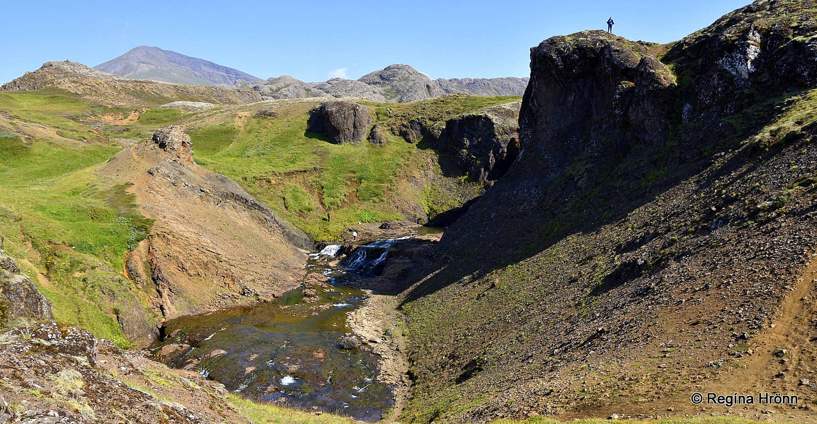 Leirvogsá river terrain near the approach to Tröllafoss in Mosfellsdalur.