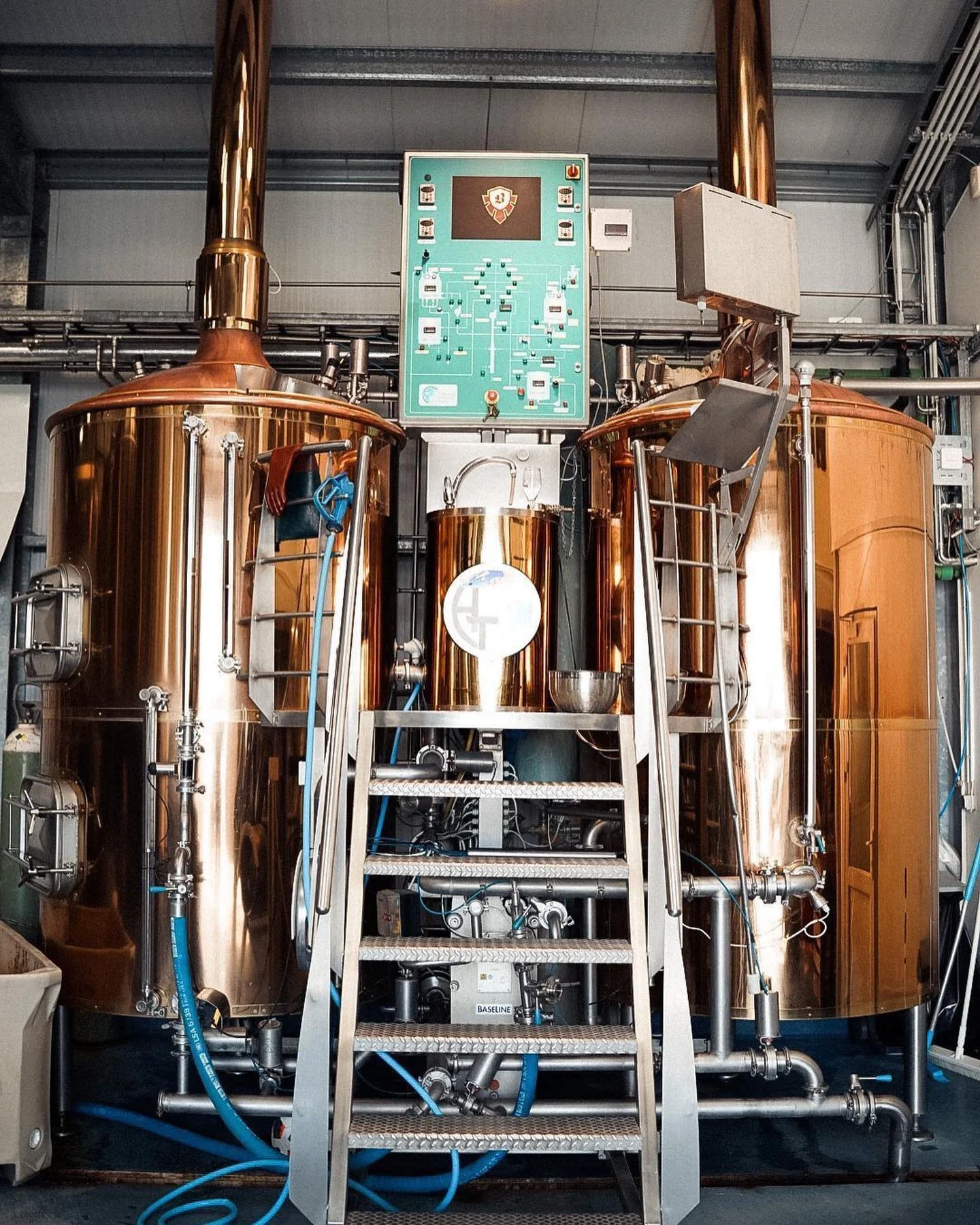 Copper brewing tanks inside the Kaldi brewery at Árskógssandur