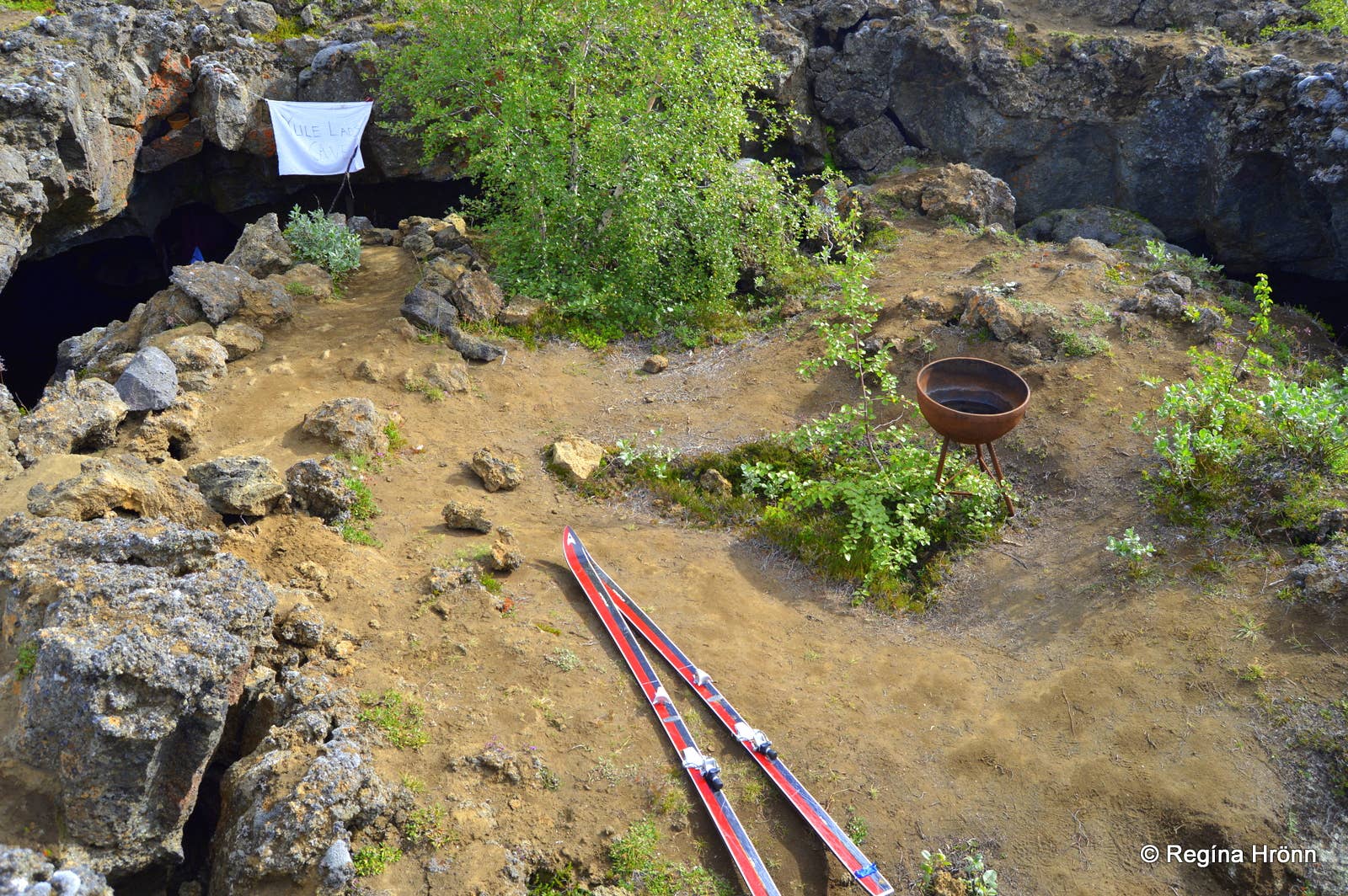 Small cave opening among Dimmuborgir lava formations near Lake Mývatn.