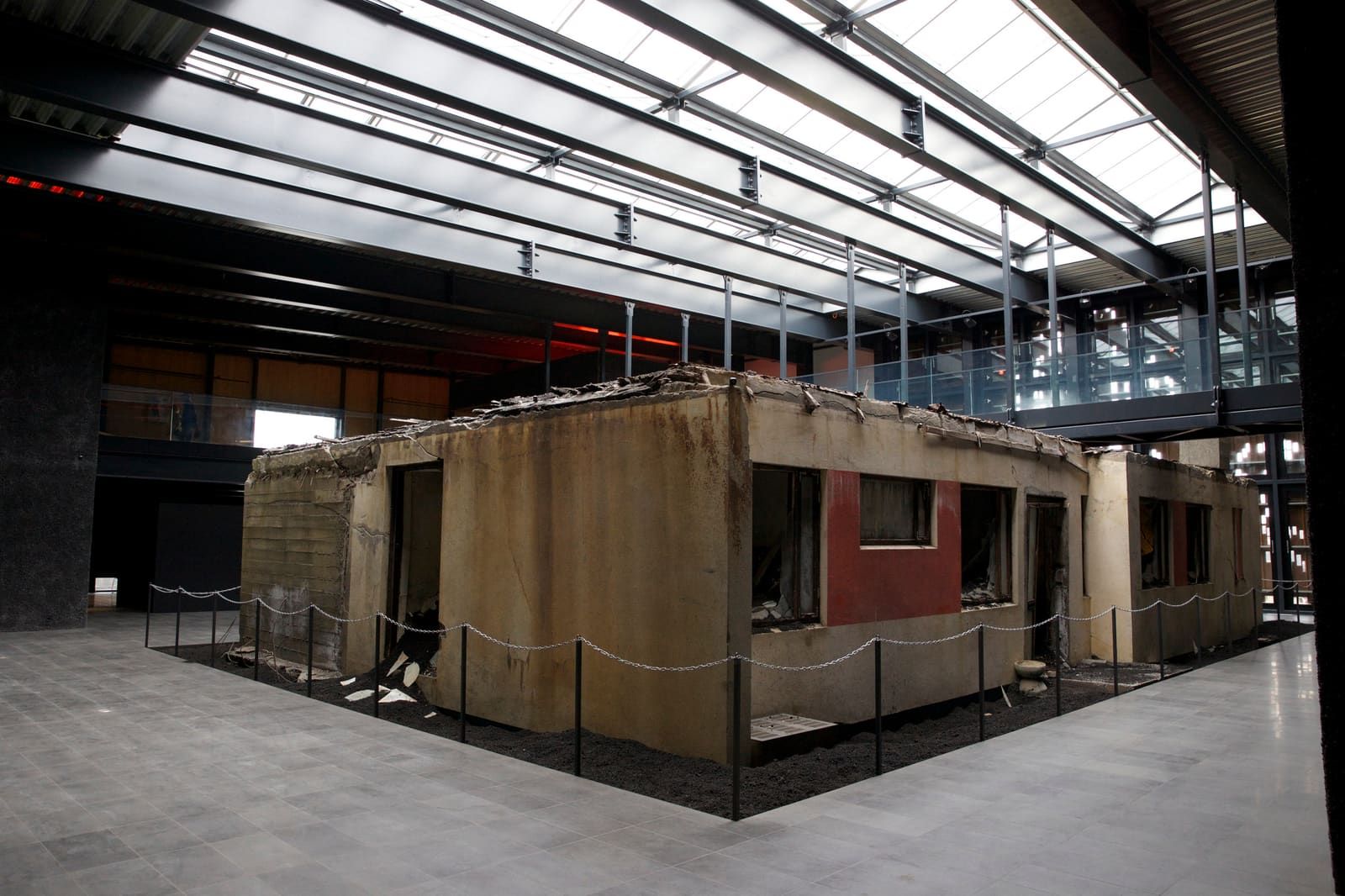 The preserved ash-buried house inside Eldheimar Museum on Heimaey in the Westman Islands.