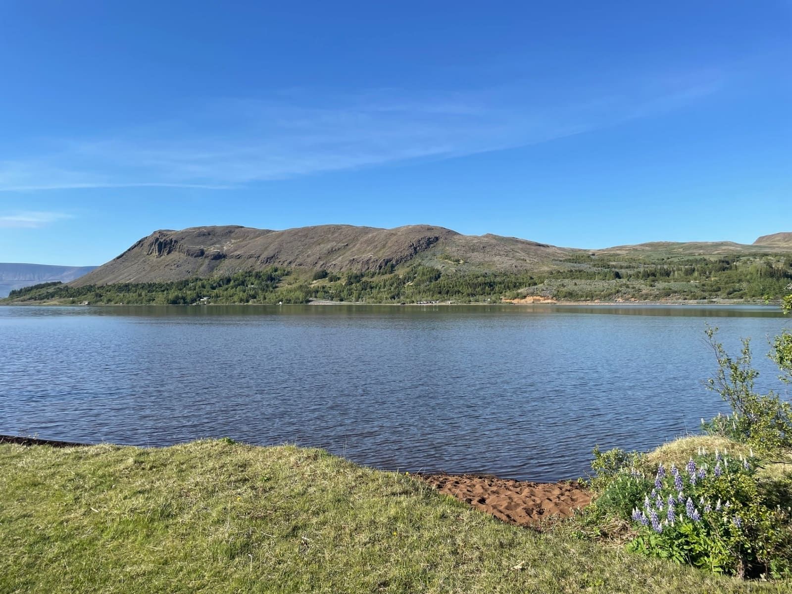 Hafravatn lake with Hafrafell rising beyond the shoreline near Mosfellsbær.