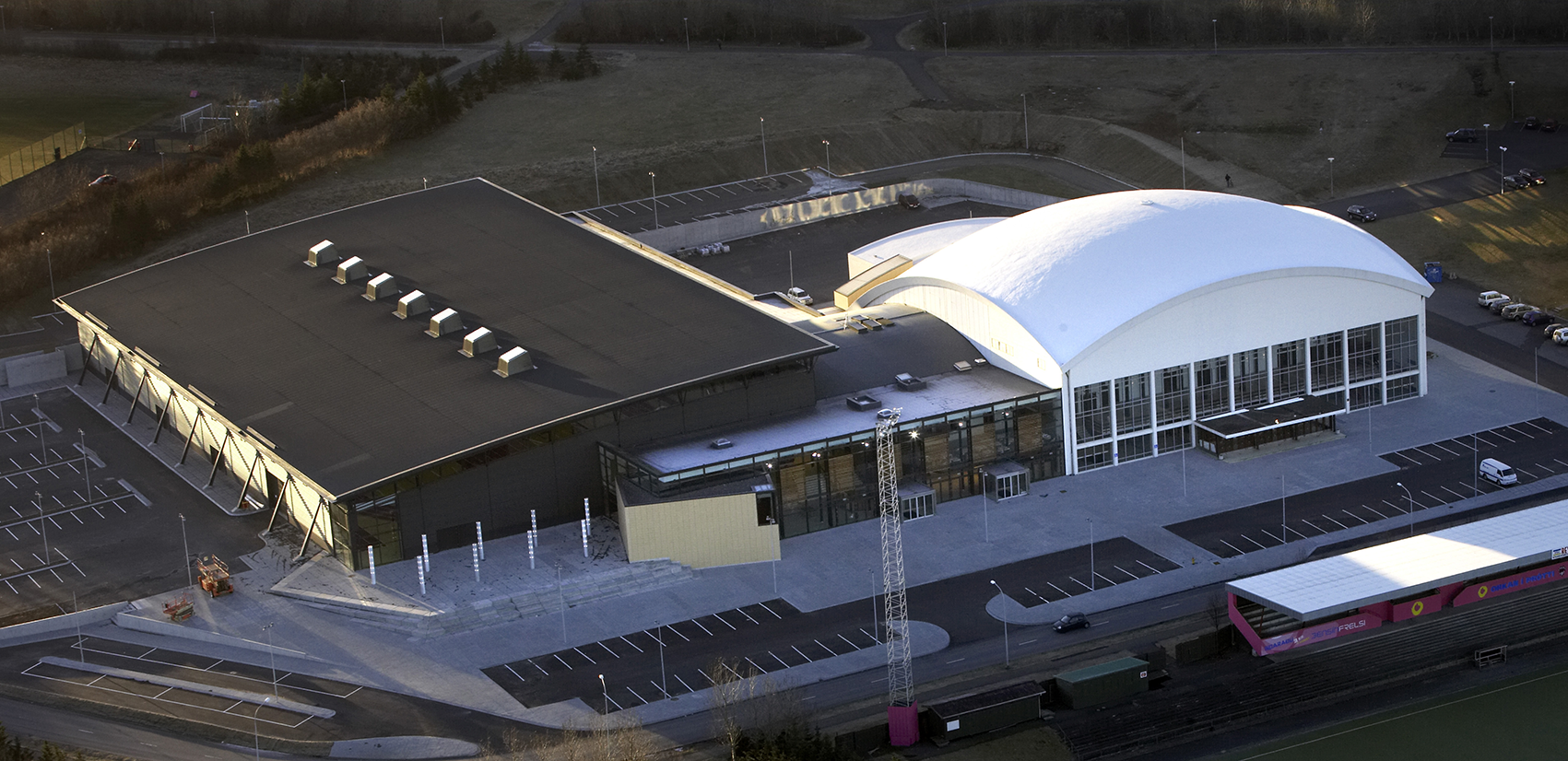 Exterior of Laugardalshöll sports and exhibition hall in Reykjavík