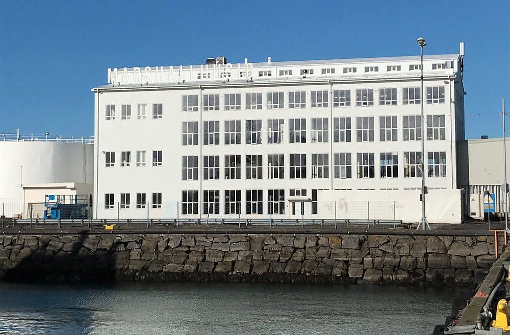 Front-facing view of Marshall House in Grandi, Reykjavík