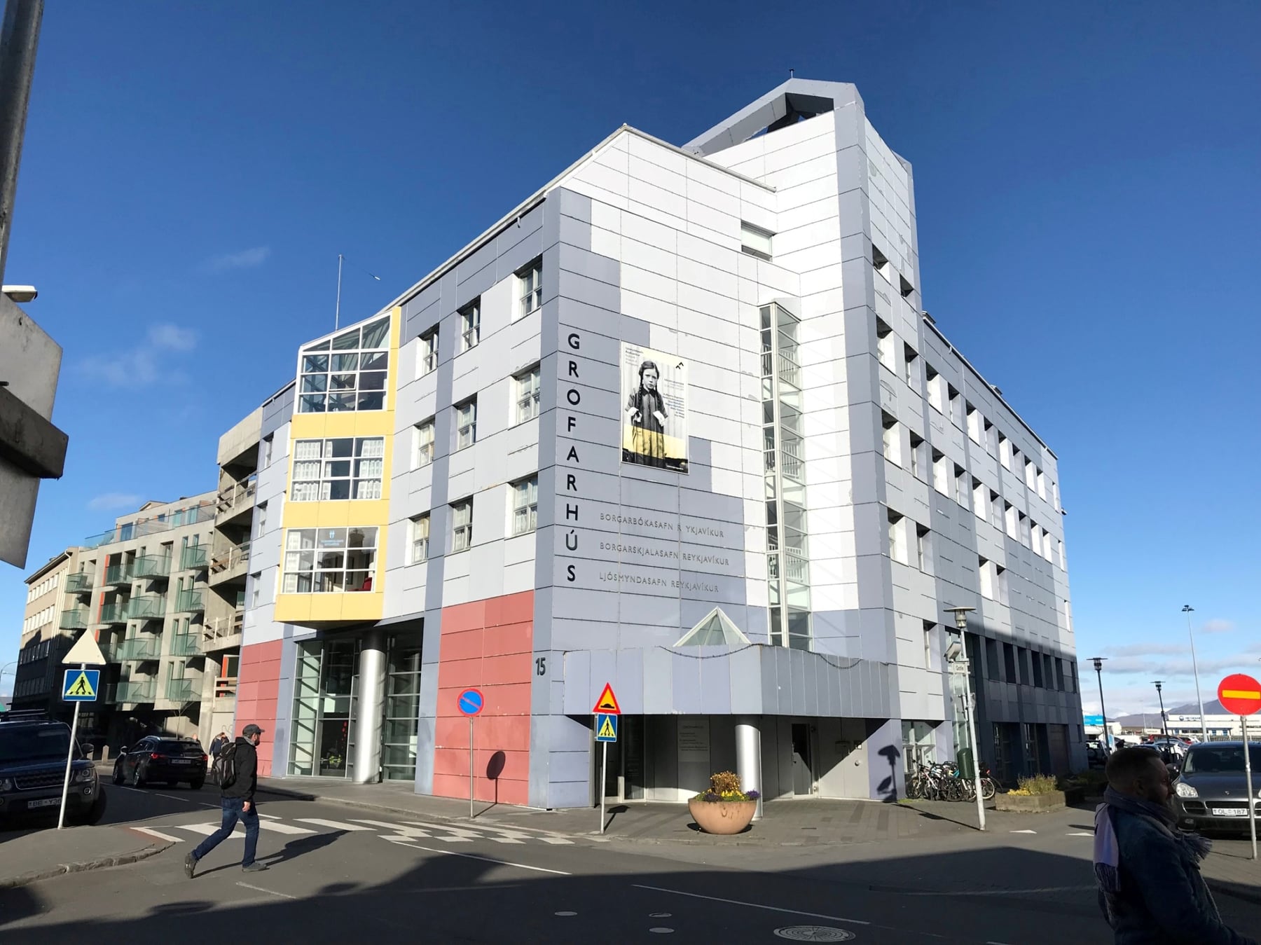 Exterior of Grófarhús, home of Reykjavik City Library at Grófin on Tryggvagata.