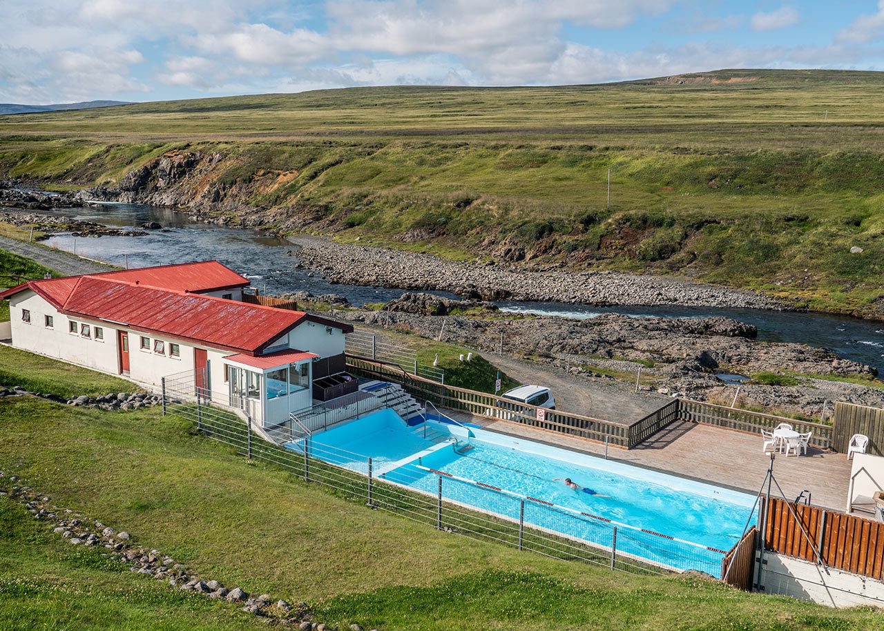 Selárdalslaug swimming pool beside the Selá river in Selárdalur near Vopnafjörður.