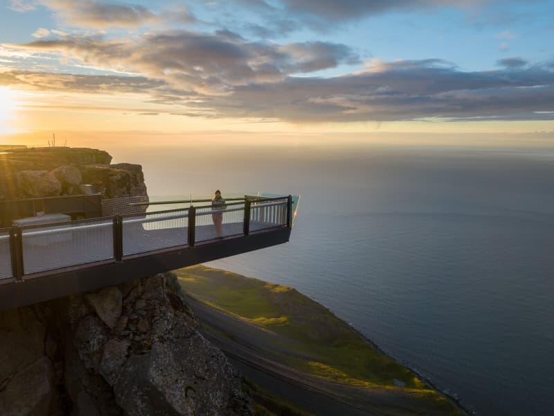 Bolafjall viewing platform above the sea near Bolungarvík and Syðridalur.