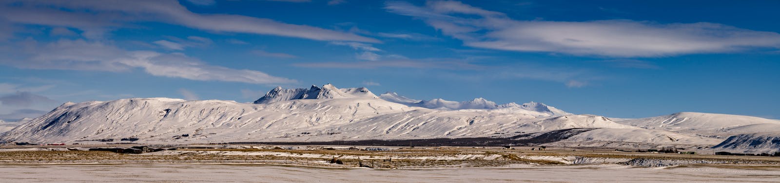 Snow-covered Tindfjöll ridges below Tindfjallajökull in South Iceland.