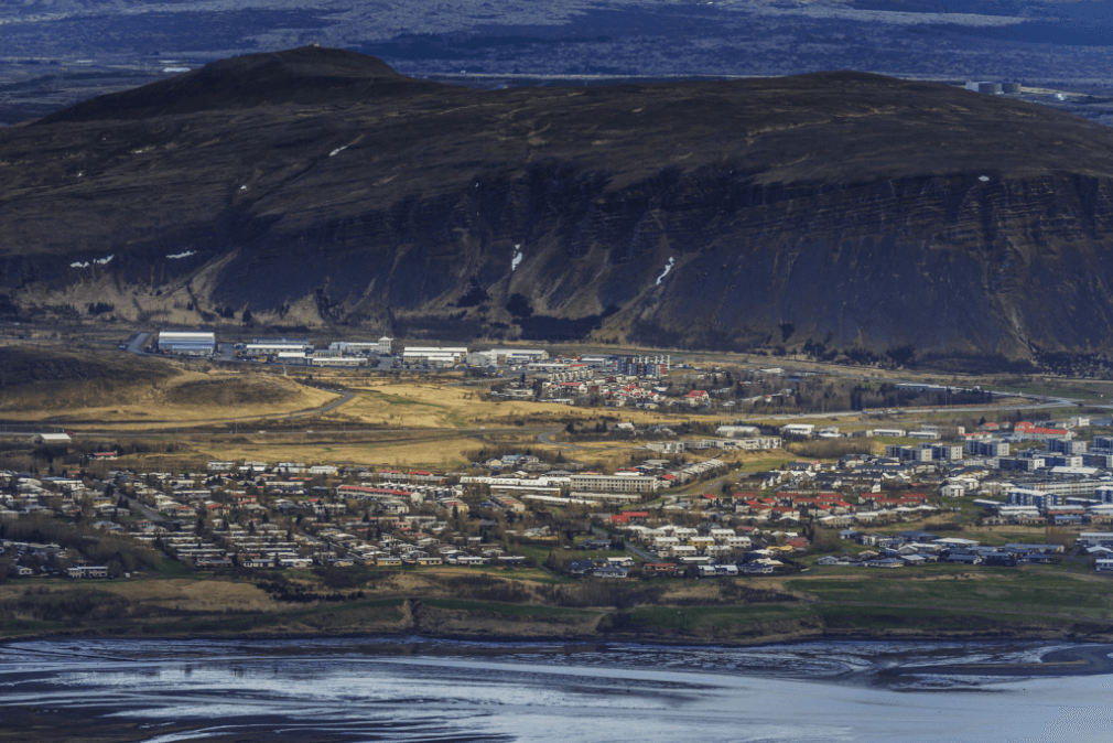 Úlfarsfell rising above Mosfellsbær on the edge of Reykjavík.
