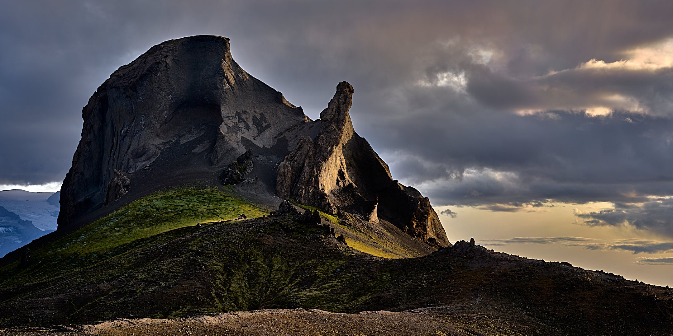 Einhyrningur, also called Unicorn Mountain, with its horn-shaped rock outcrop in South Iceland.